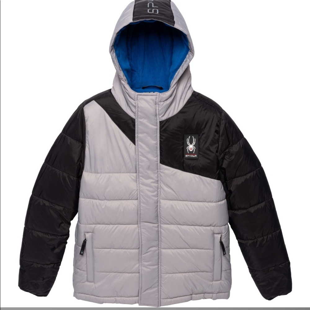 Spyder Boys Circuit Insulated Puffer Jacket in Gray and Blue Size Medium